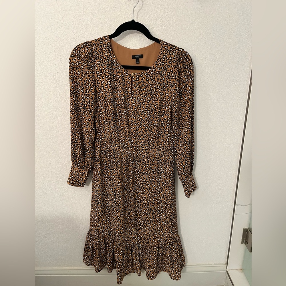 Talbots Animal Print Long Sleeve Dress